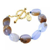 Rarities Sterling Silver Goldclad Chunky Gemstone Beaded Bracelet. 6-3/4"